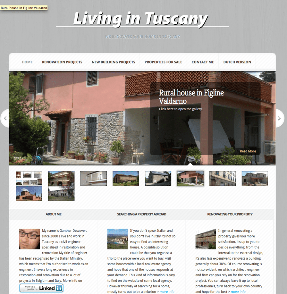 Living in tuscany de blogsite voor wonen in Toscane koos Moof voor hun blog based Wordpress site