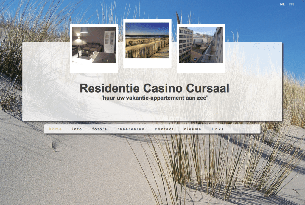 Moof ontwierp de website voor een vakantie huis, appartement aan zee. Knal tegenover het Casino Kursaal in Oostende