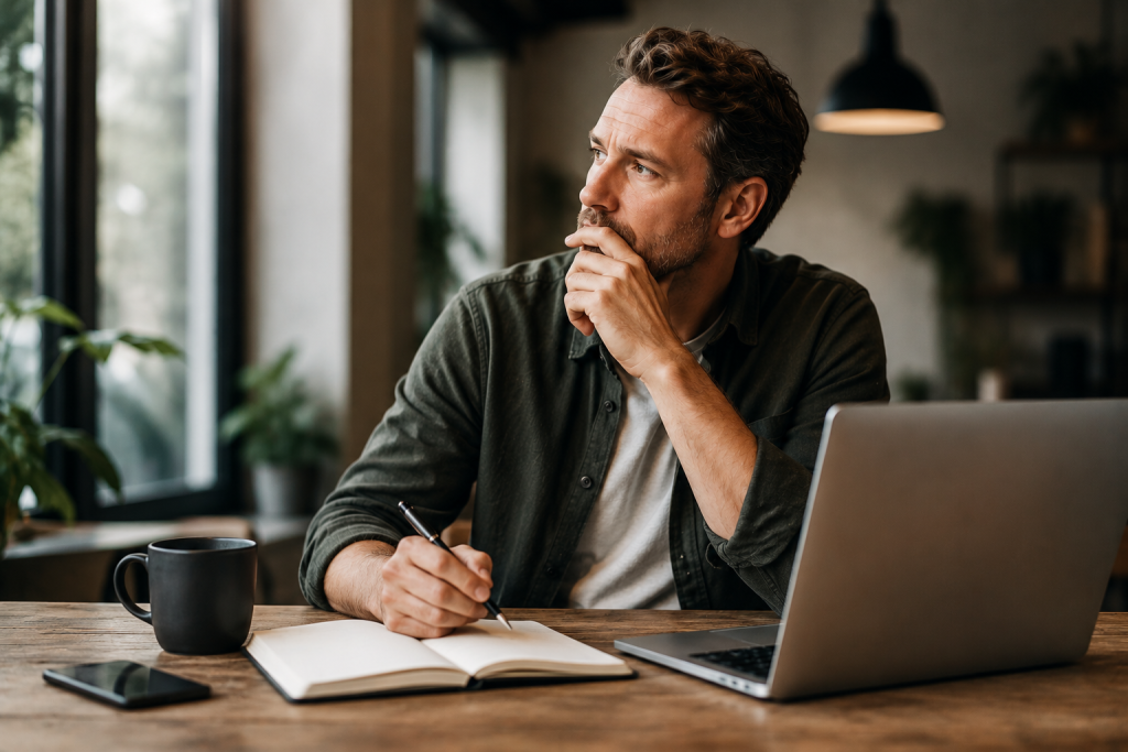 KMO-ondernemer werkt aan geloofwaardige marketing en heldere communicatie